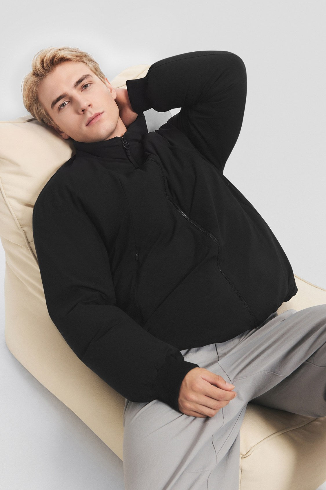Men's Stretch Softshell Stand-Collar Down Jacket (Maximum Warmth) HD011