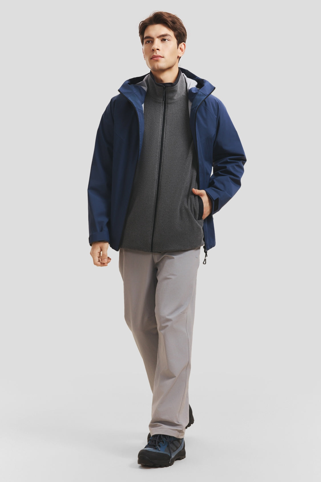 Men's Reversible Stand-Collar Micro Fleece Jacket (Mid Warmth) PM036