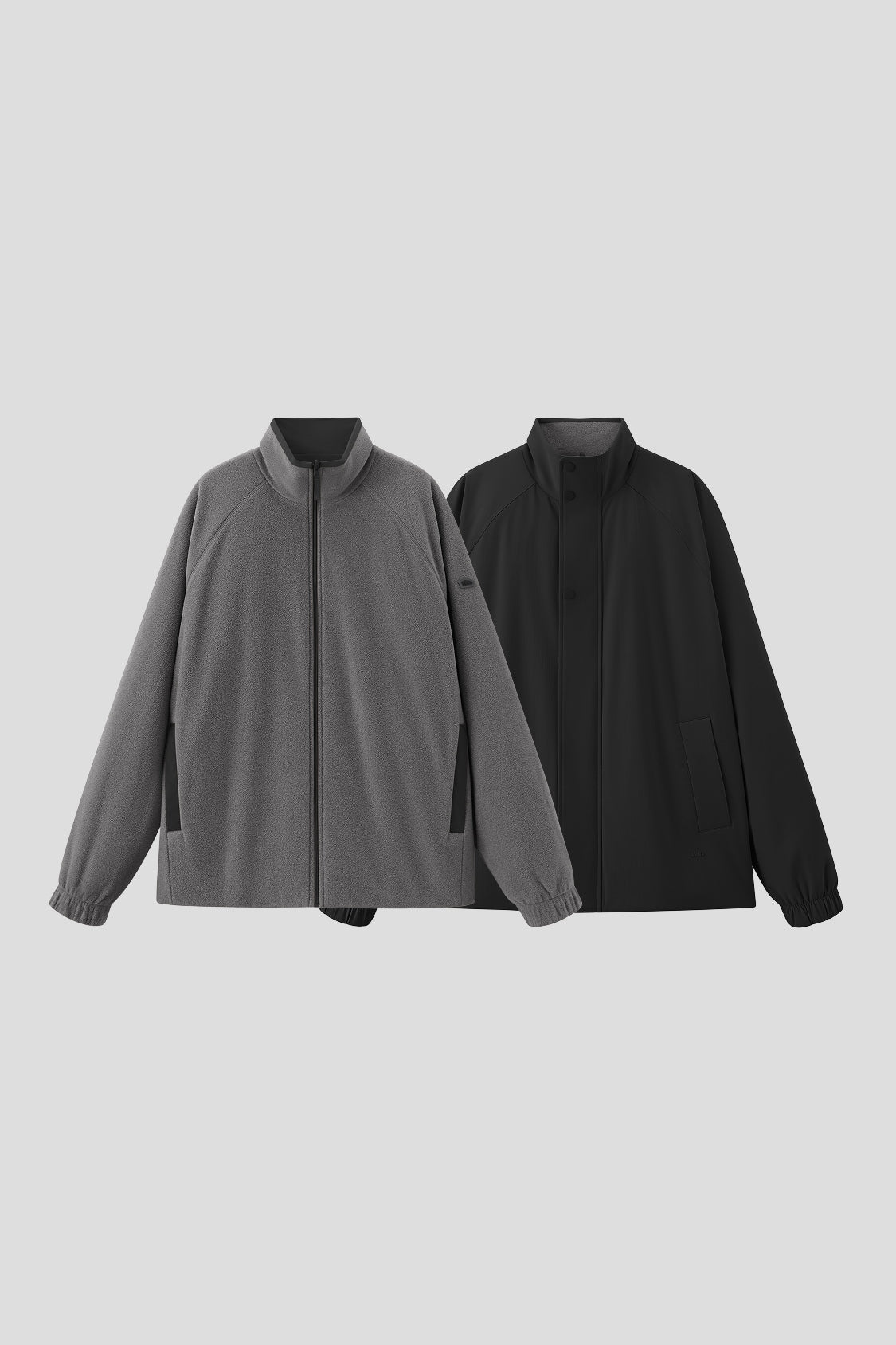 Men's Reversible Stand-Collar Micro Fleece Jacket (Mid Warmth) PM036