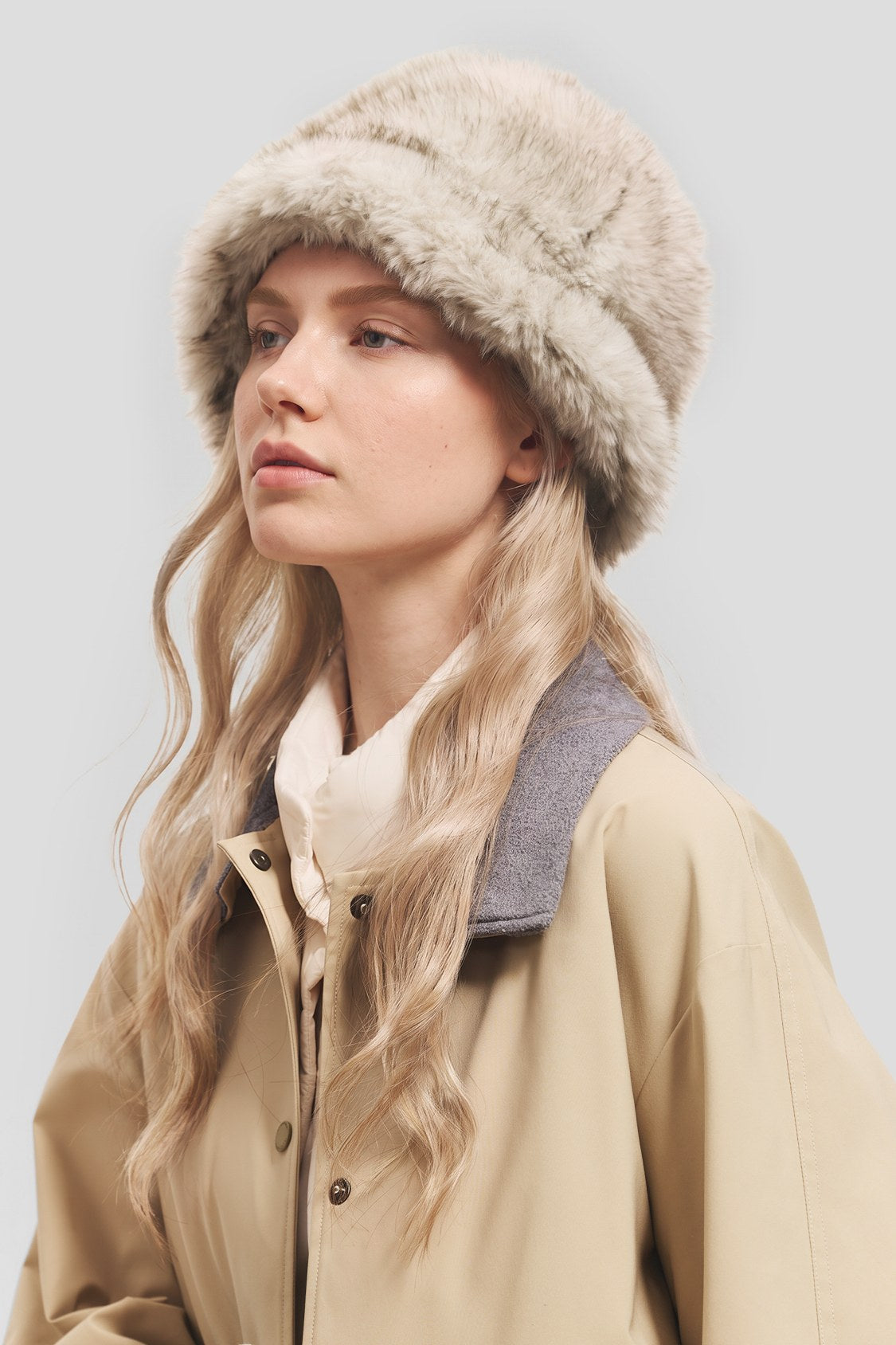 Mixed-Pile Fleece Thermal Bucket Hat PM047