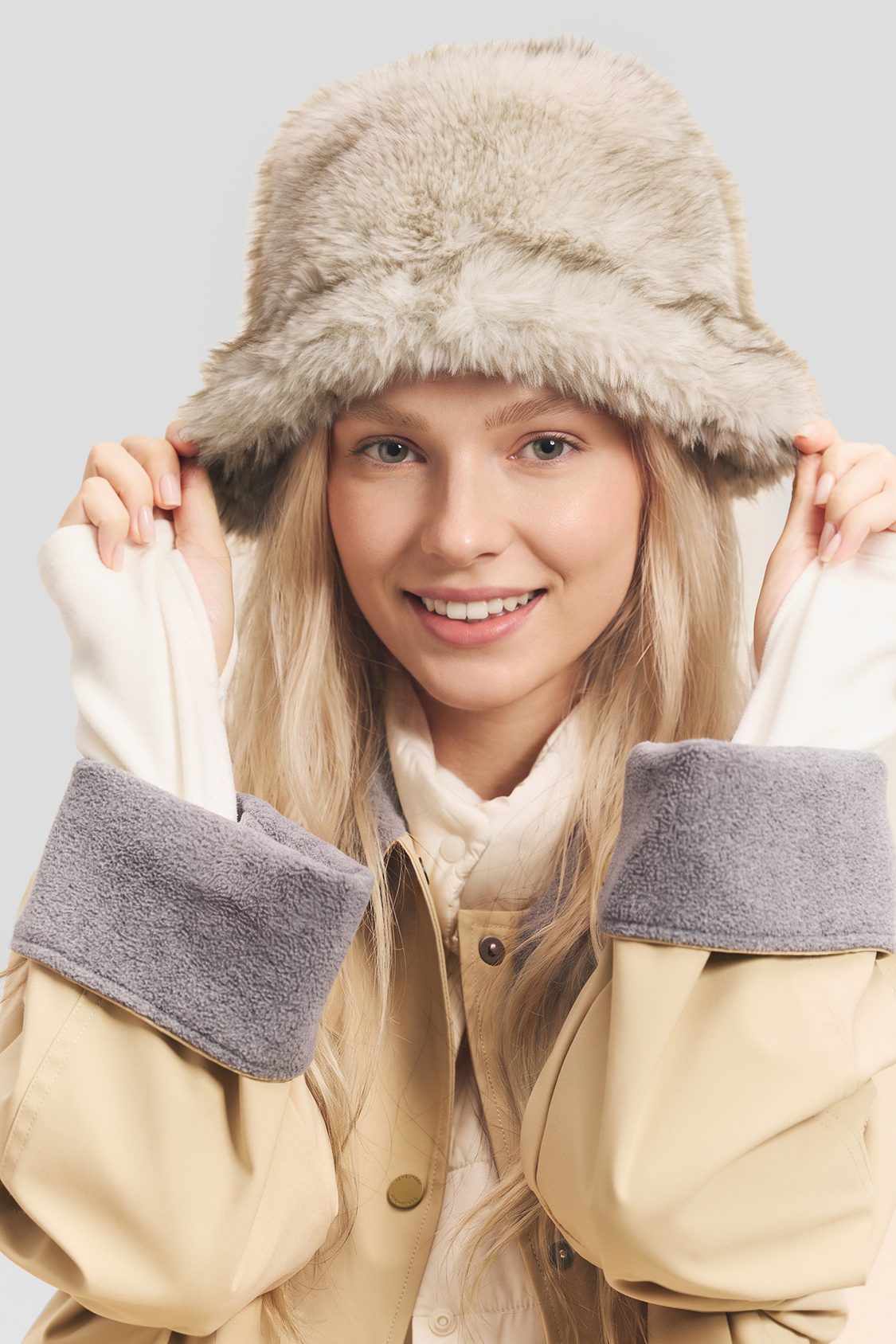 Mixed-Pile Fleece Thermal Bucket Hat PM047