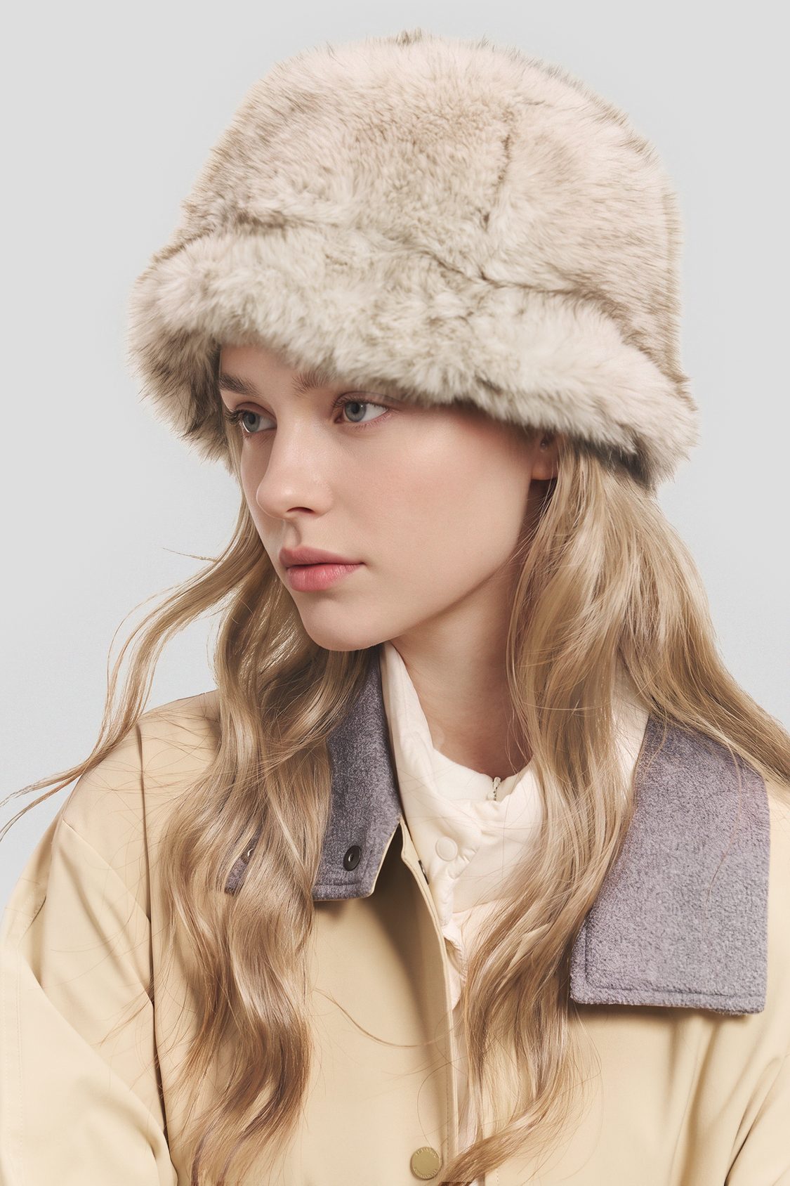 Mixed-Pile Fleece Thermal Bucket Hat PM047
