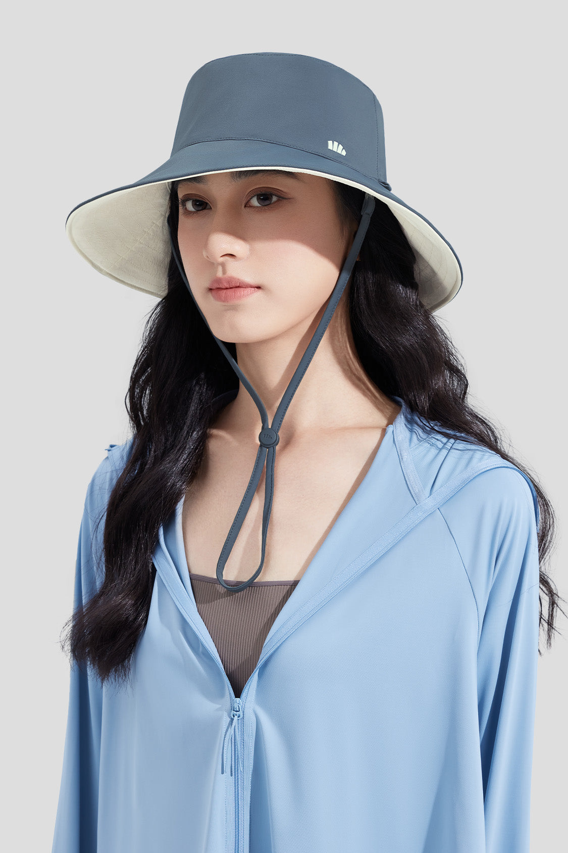 beneunder women's sun hats #color_deep blue gray - white