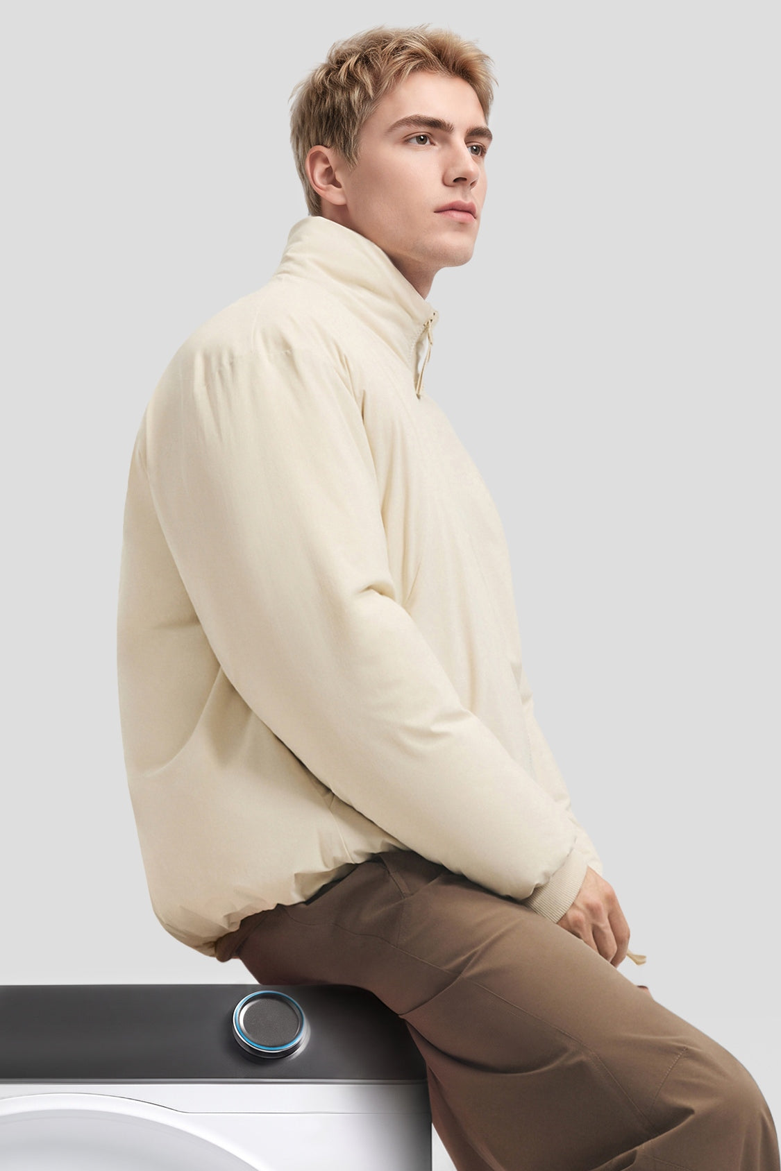 Men's Stretch Softshell Stand-Collar Down Jacket (Maximum Warmth) HD011