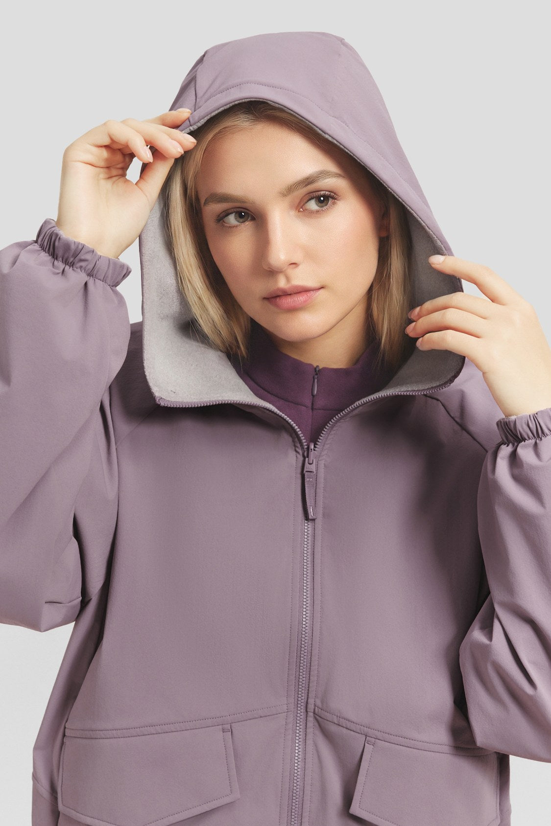 Women's Reversible Micro Fleece Hooded Jacket (Mid Warmth) PM030