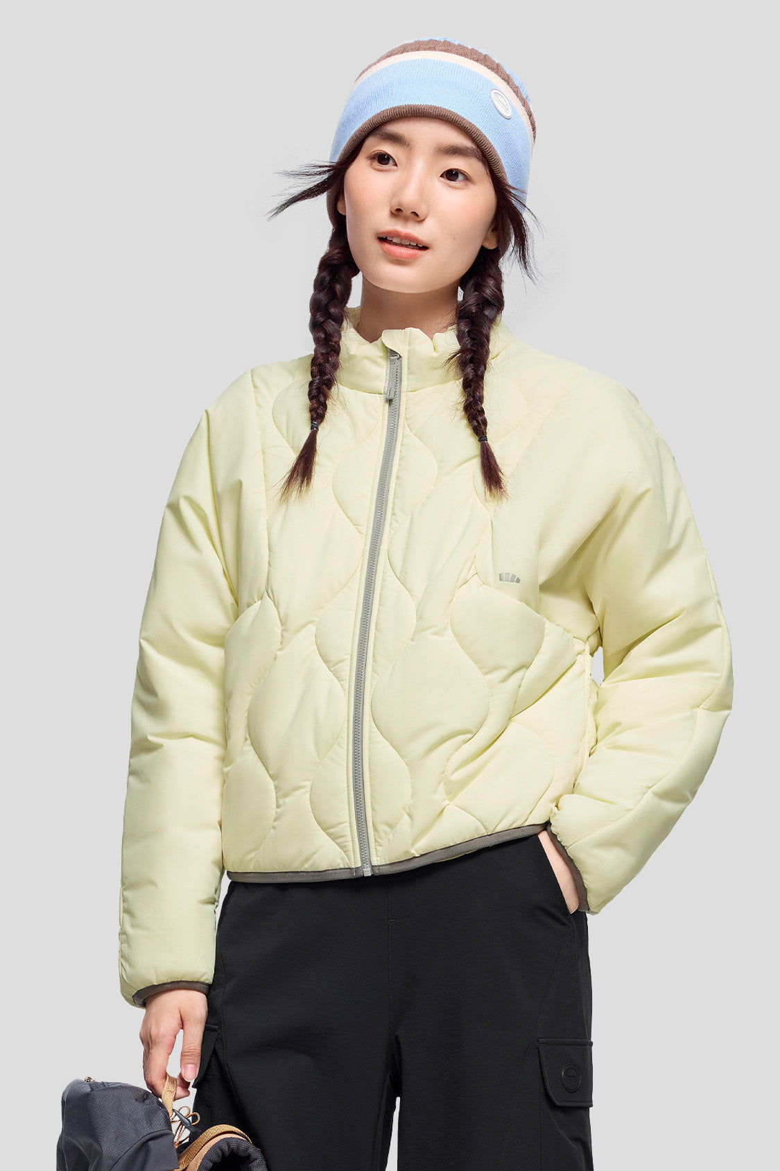 beneunder women's jacket #color_graphite gray & pale yellow