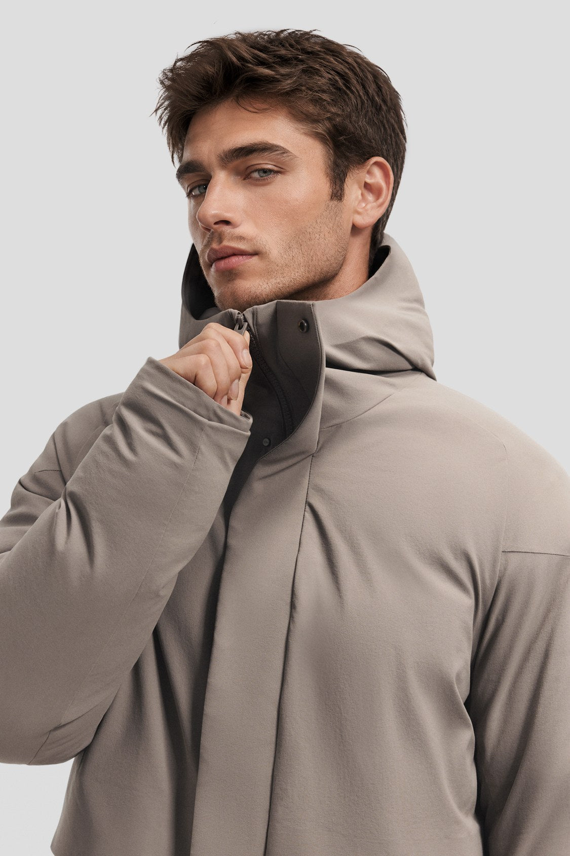 Men's Full-Coverage Stretch Hooded Down Jacket (Maximum Warmth) HD014