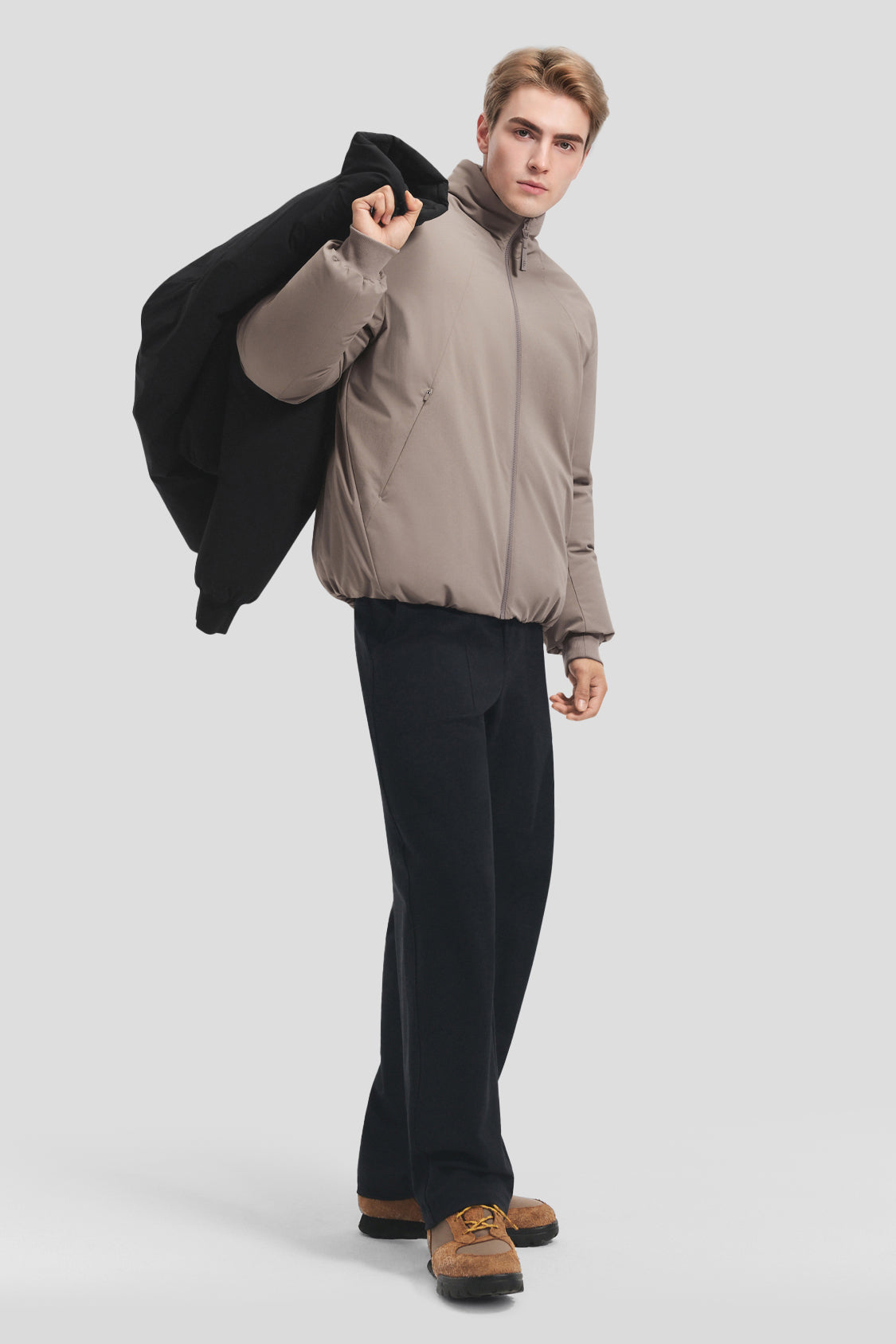 Men's Stretch Softshell Stand-Collar Down Jacket (Maximum Warmth) HD011
