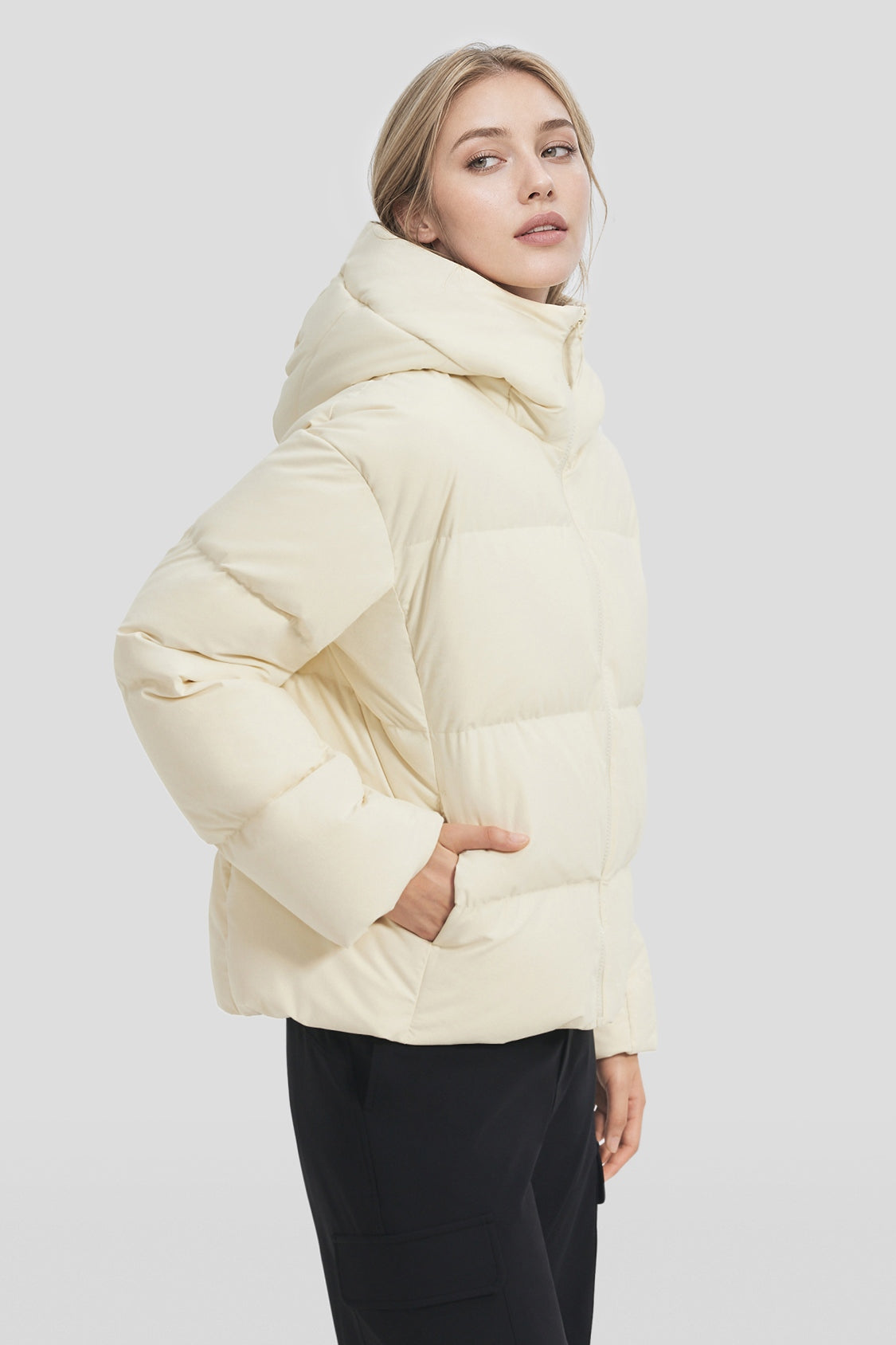 Women's Stretch Softshell Hooded Down Jacket (Maximum Warmth) HD012