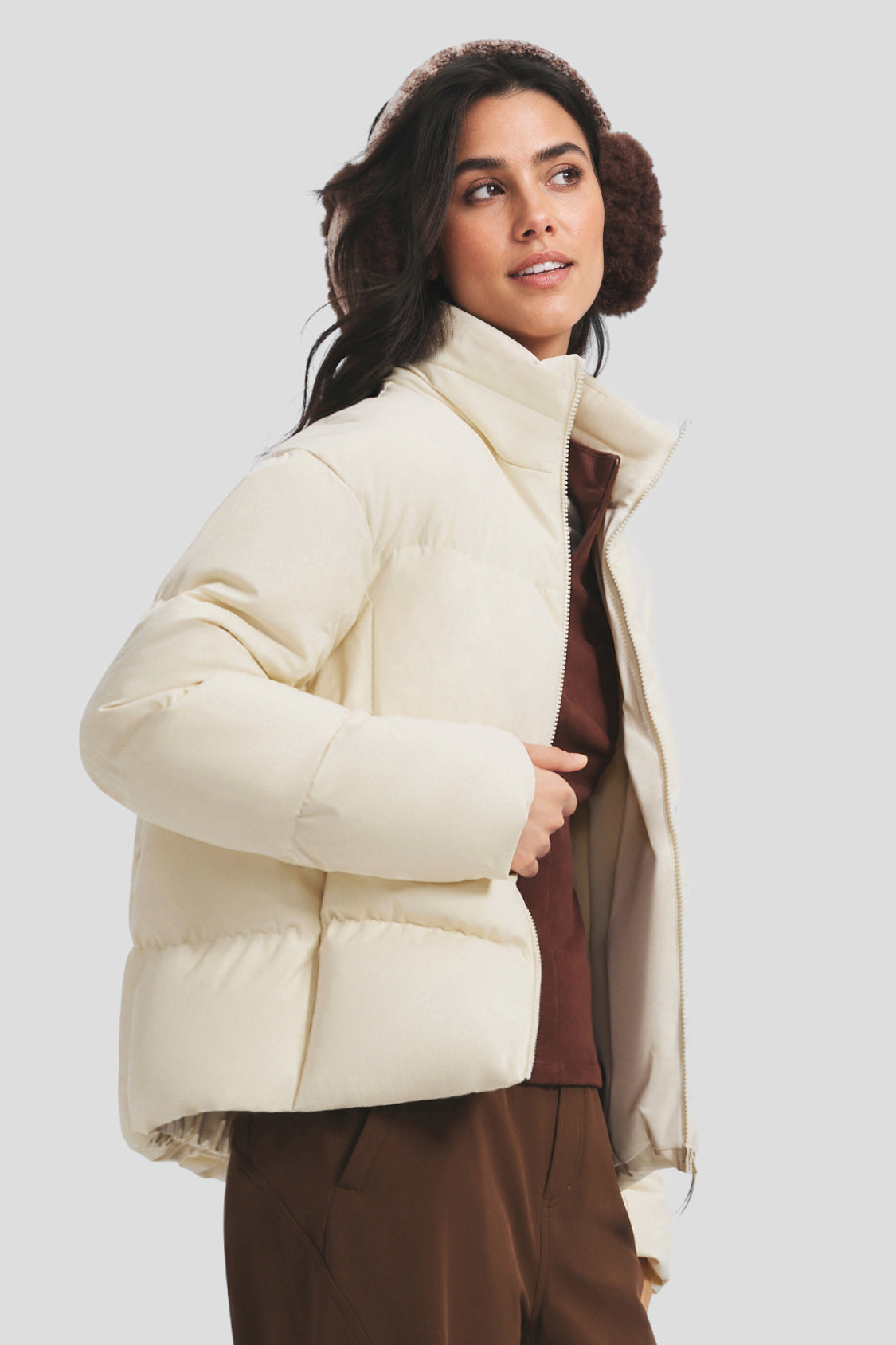 Women's Stretch Softshell Stand-Collar Down Jacket (Maximum Warmth) HD010
