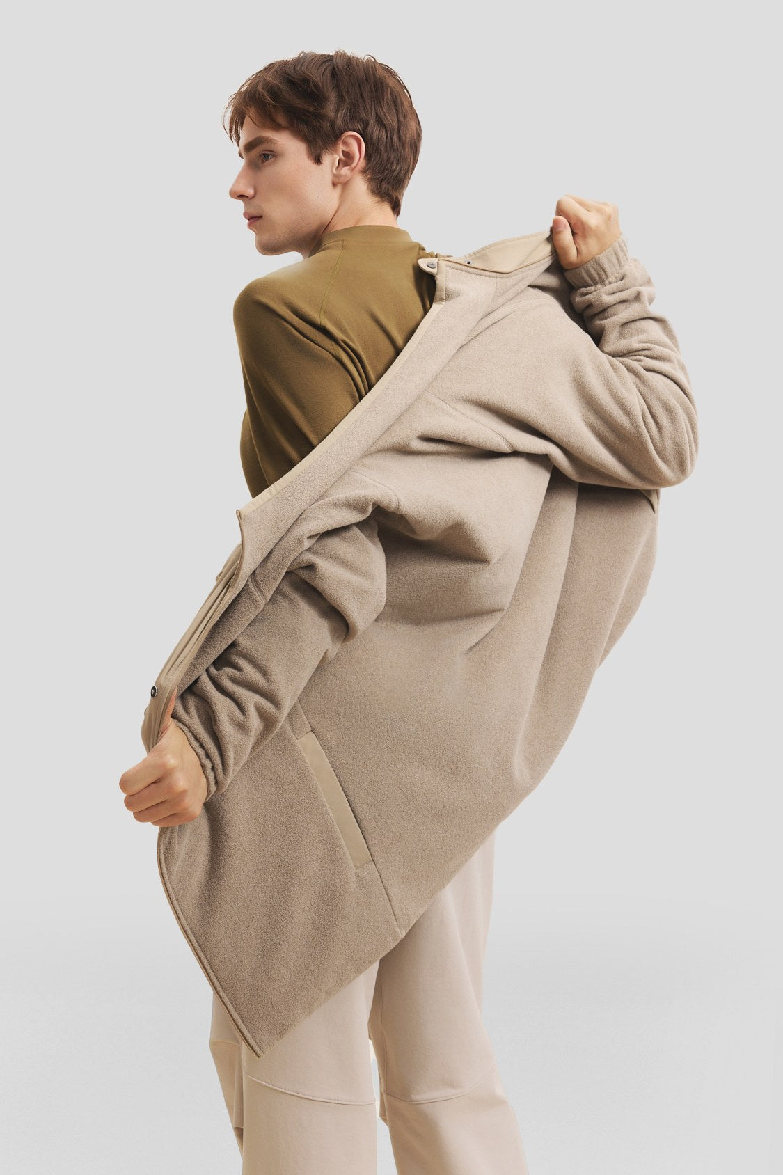 Men's Reversible Stand-Collar Micro Fleece Jacket (Mid Warmth) PM036