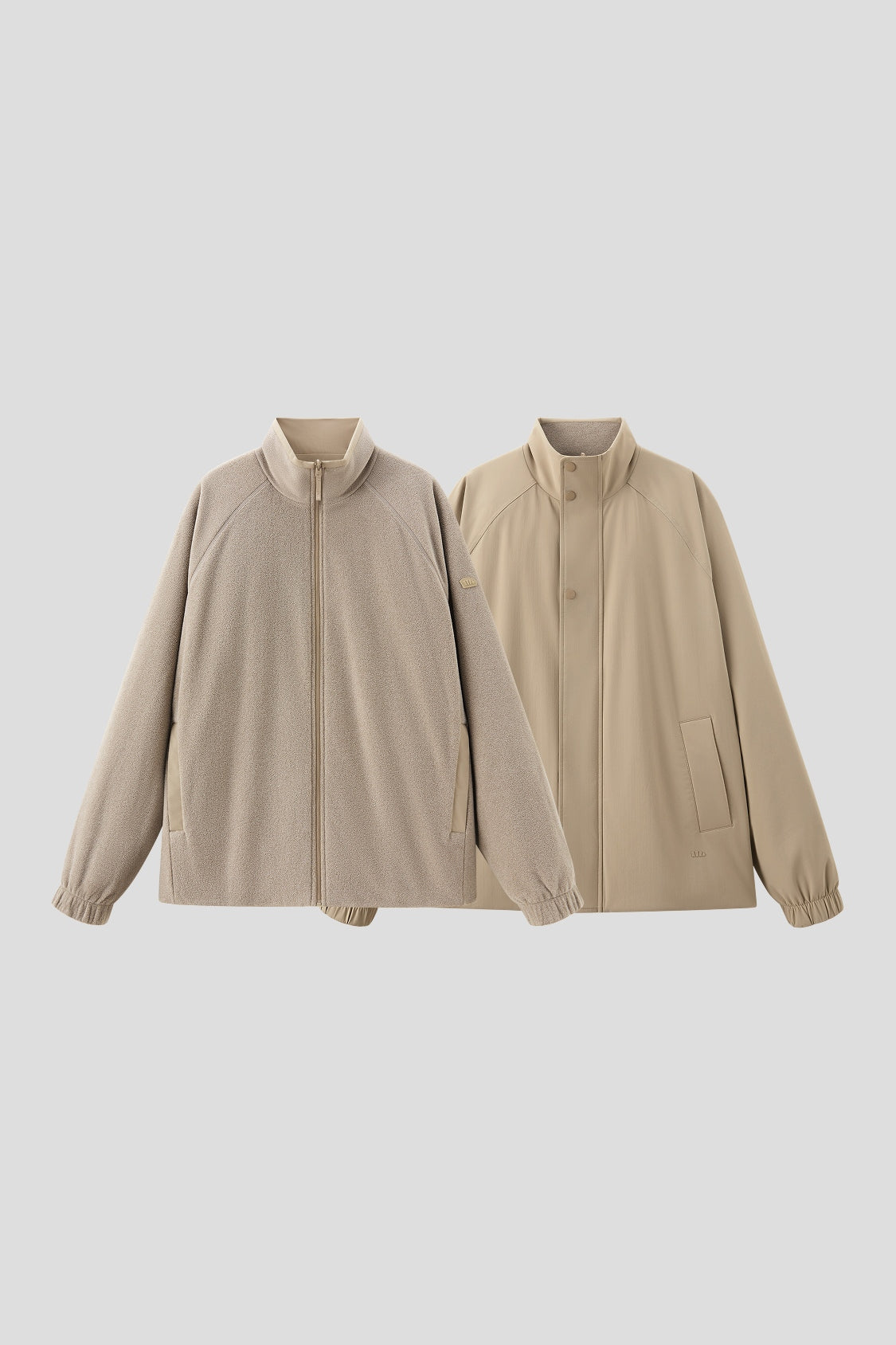 Men's Reversible Stand-Collar Micro Fleece Jacket (Mid Warmth) PM036
