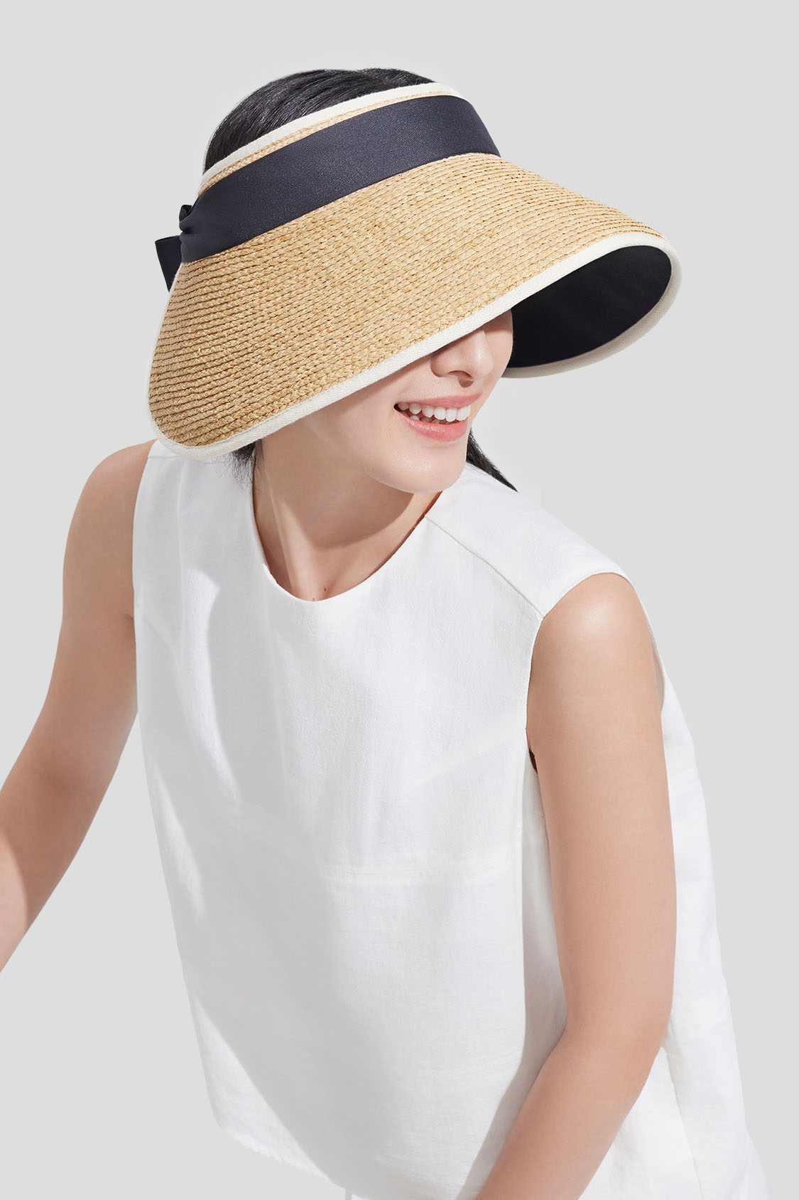 beneunder women's sunshield straw hat #color_light brown raffia