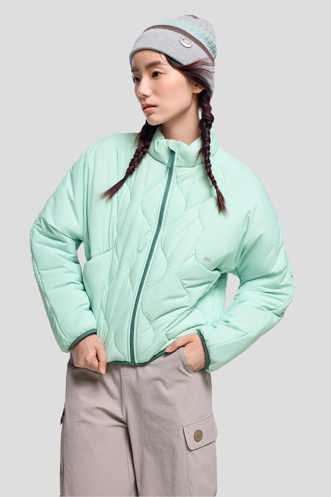 beneunder women's jacket #color_misty island green & misty green