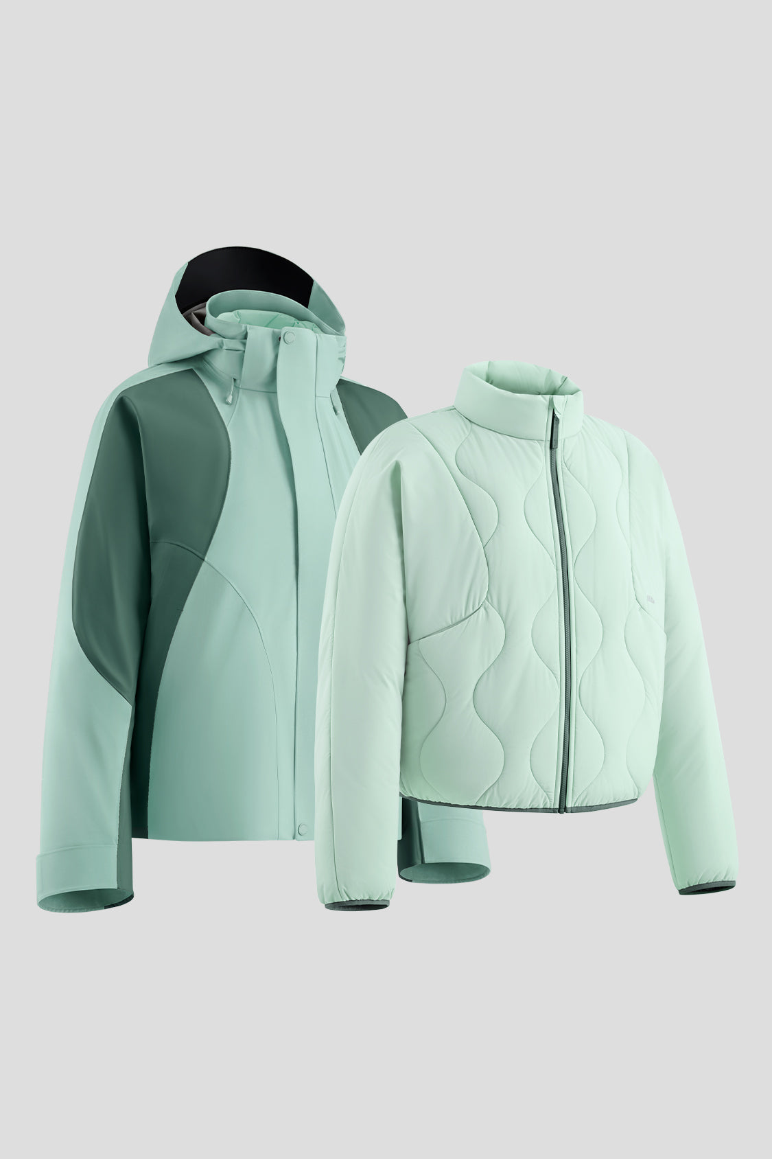 beneunder women's jacket #color_misty island green & misty green