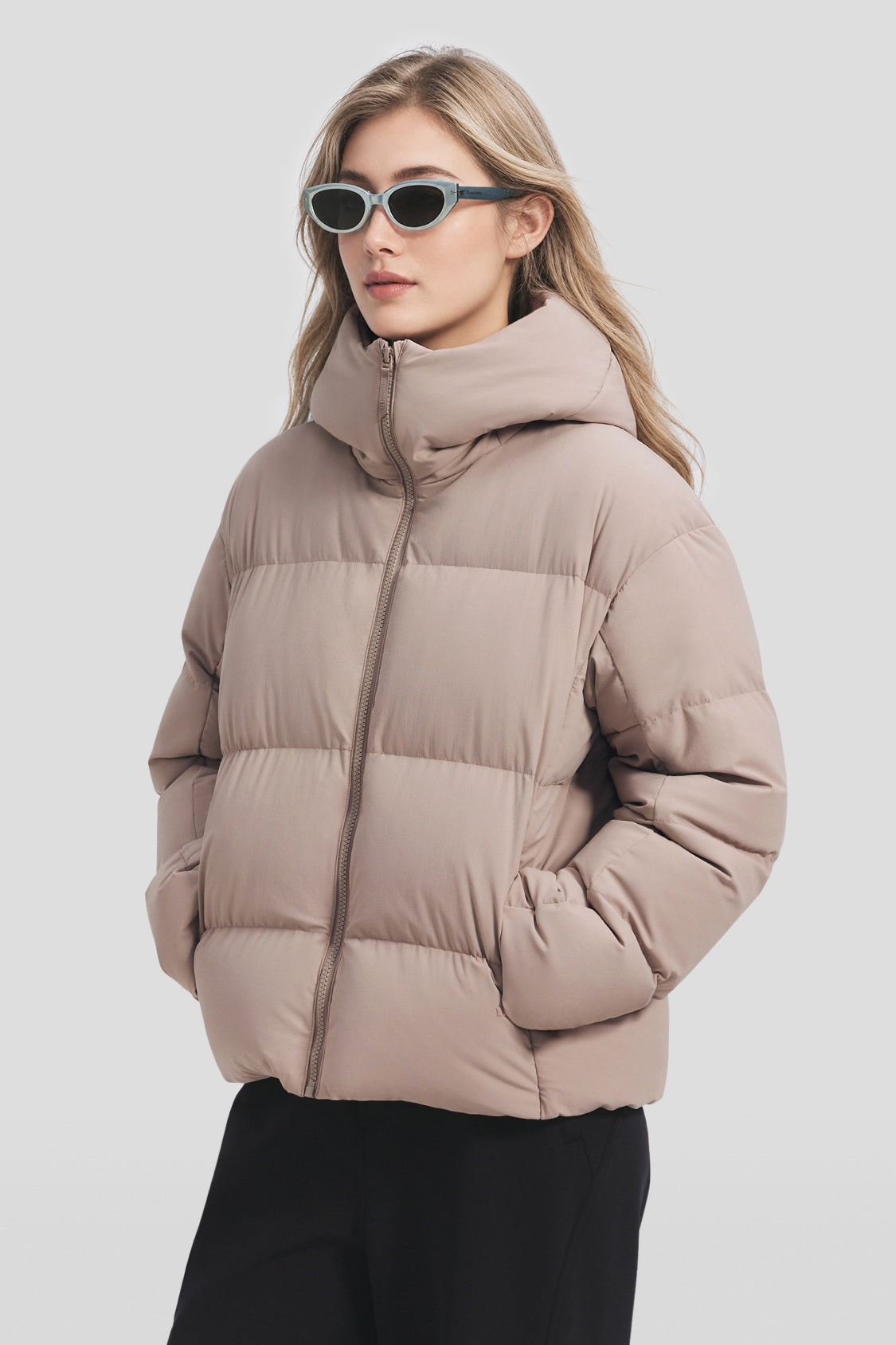 Women's Stretch Softshell Hooded Down Jacket (Maximum Warmth) HD012