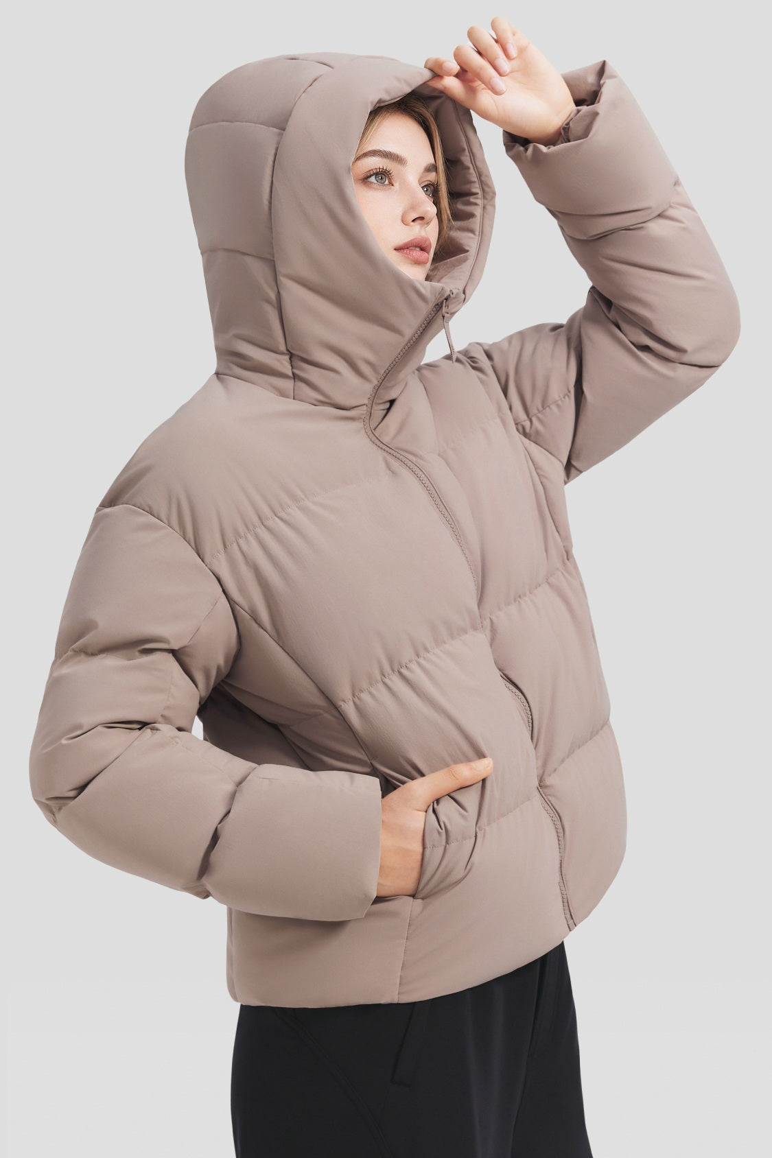 Women's Stretch Softshell Hooded Down Jacket (Maximum Warmth) HD012