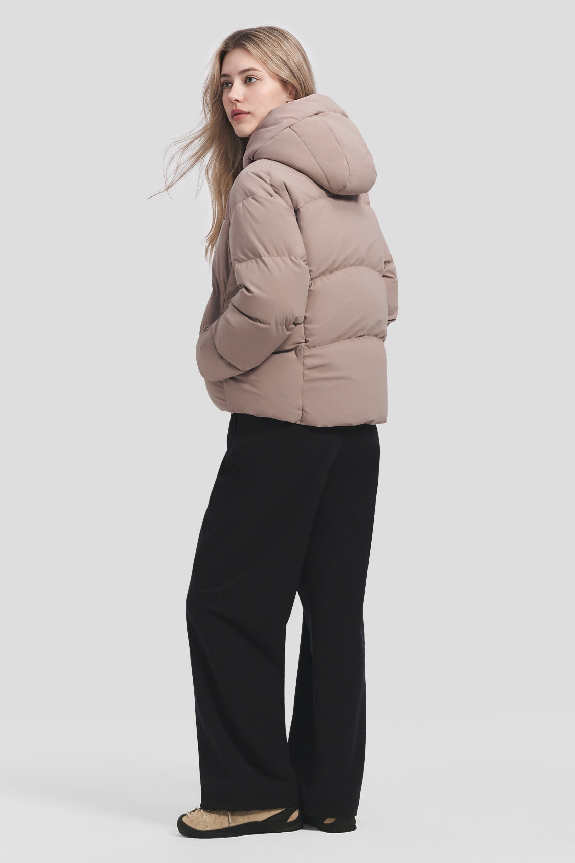Women's Stretch Softshell Hooded Down Jacket (Maximum Warmth) HD012