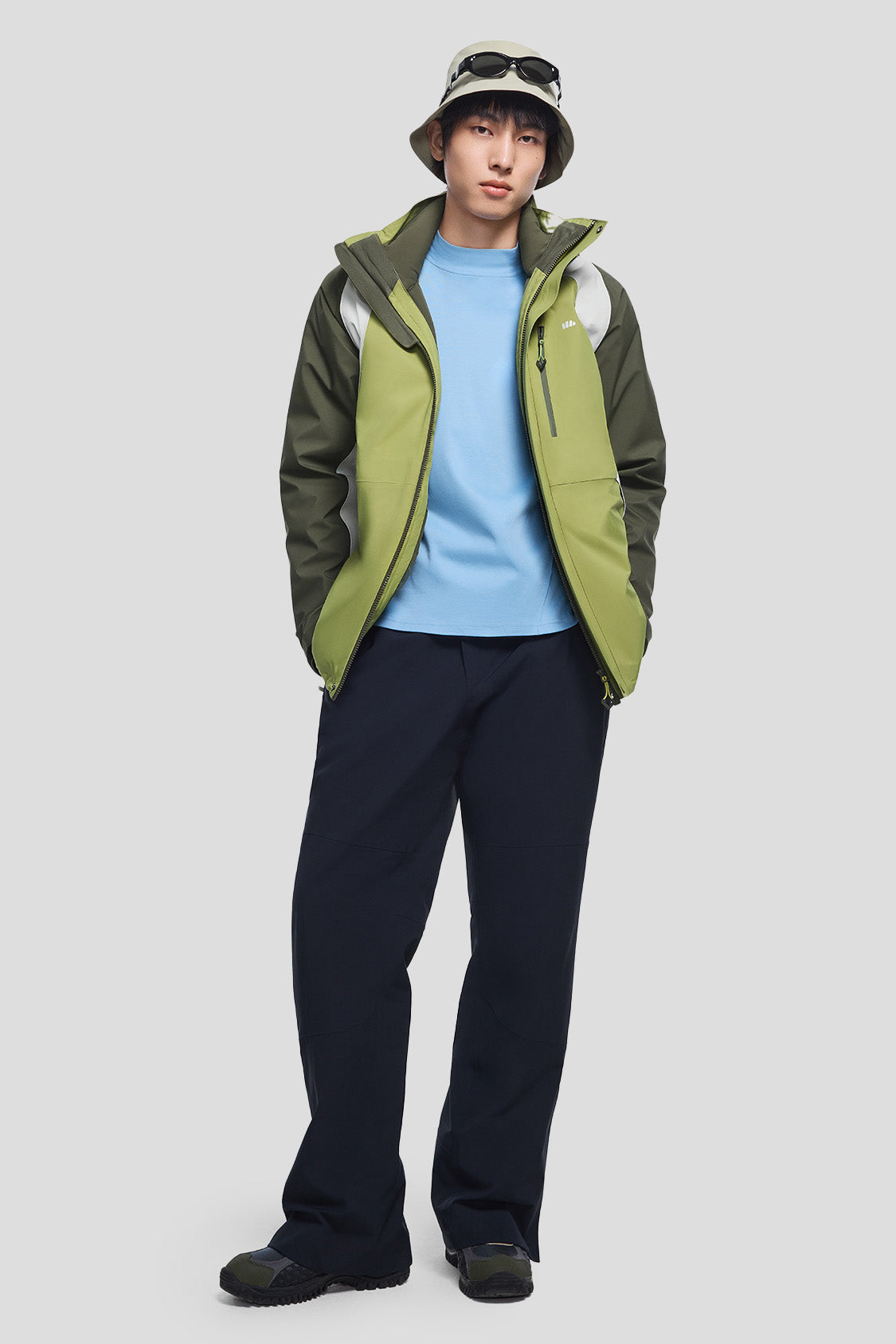 beneudner men's 3-in-1 jackets #color_stone blue green & vine mist gray