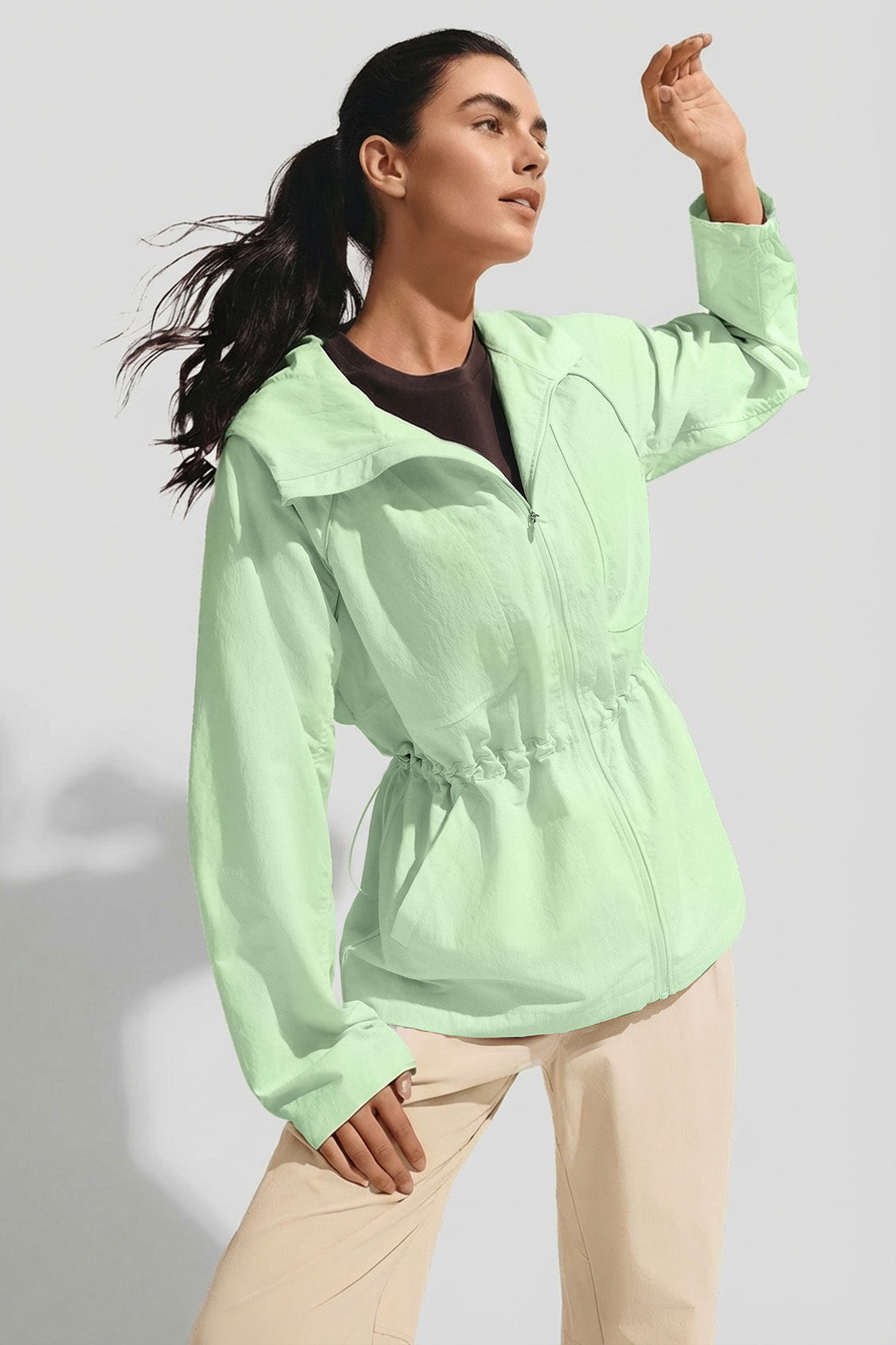 Women's Cinched Waist Sun Protection Jacket UPF 100+ WR008