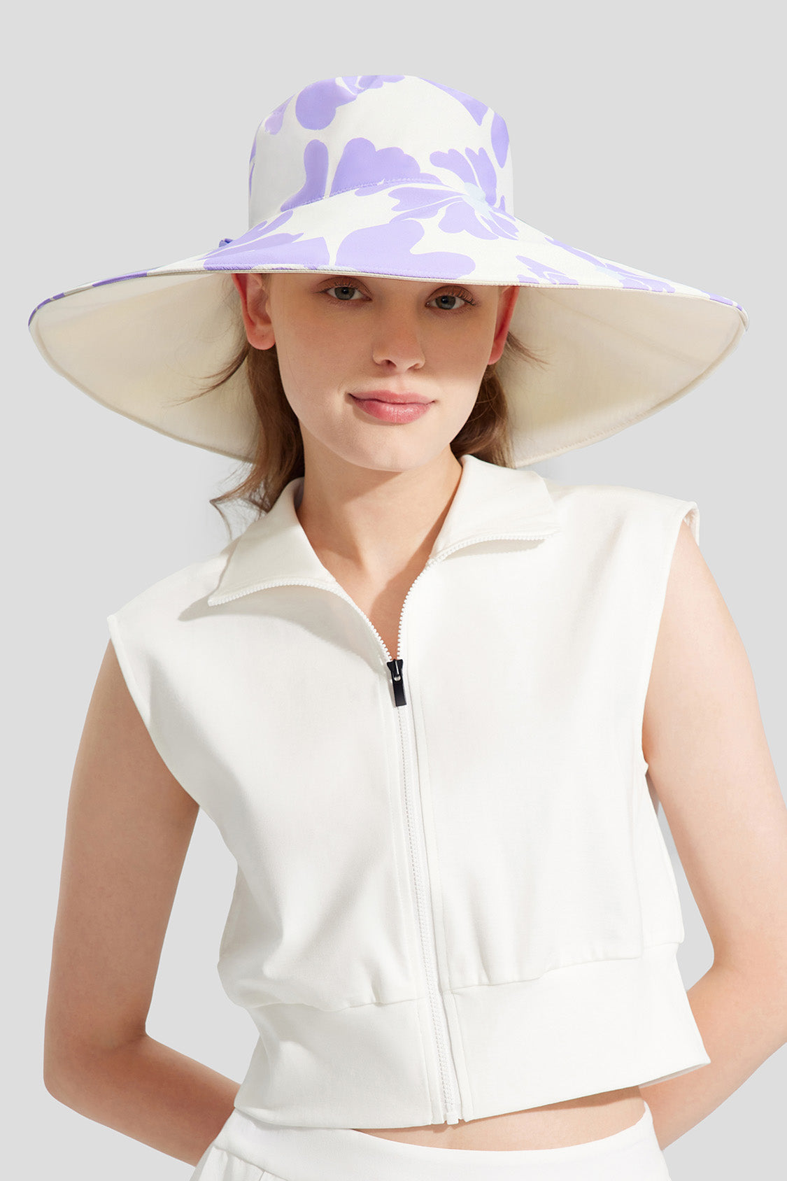 beneunder women's sun bucket hat upf50+ #color_winter orchid - white