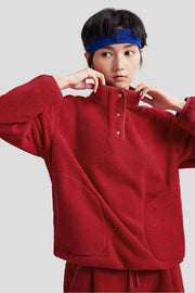 beneunder women's cozy fleece loungewear #color_brick red