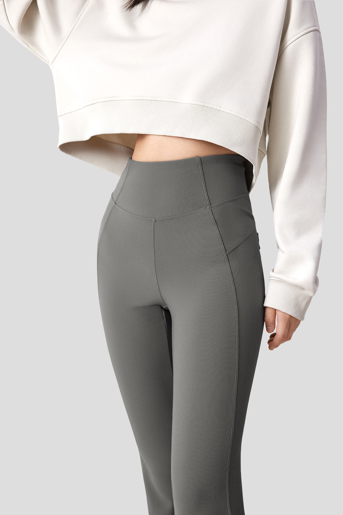 beneunder women's high elastic flared pants all season #color_graphite gray