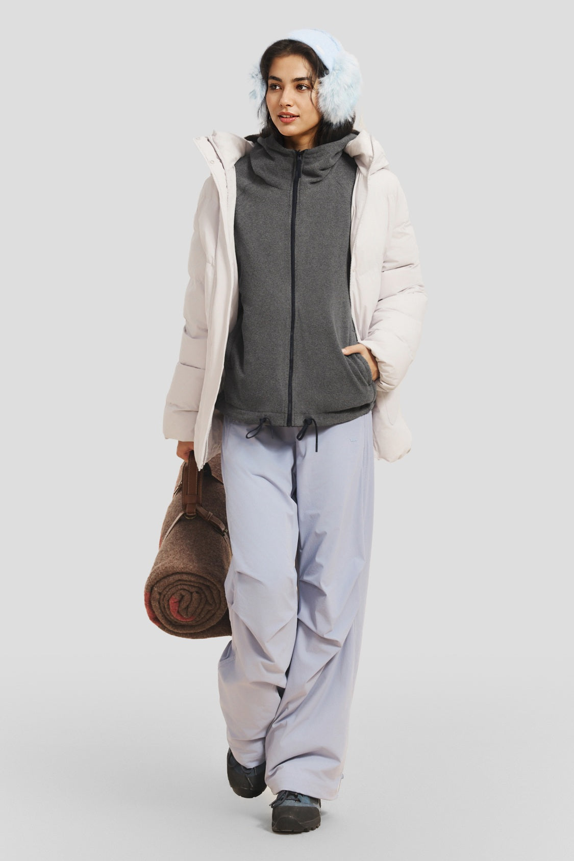 Women's Reversible Micro Fleece Hooded Jacket (Mid Warmth) PM030