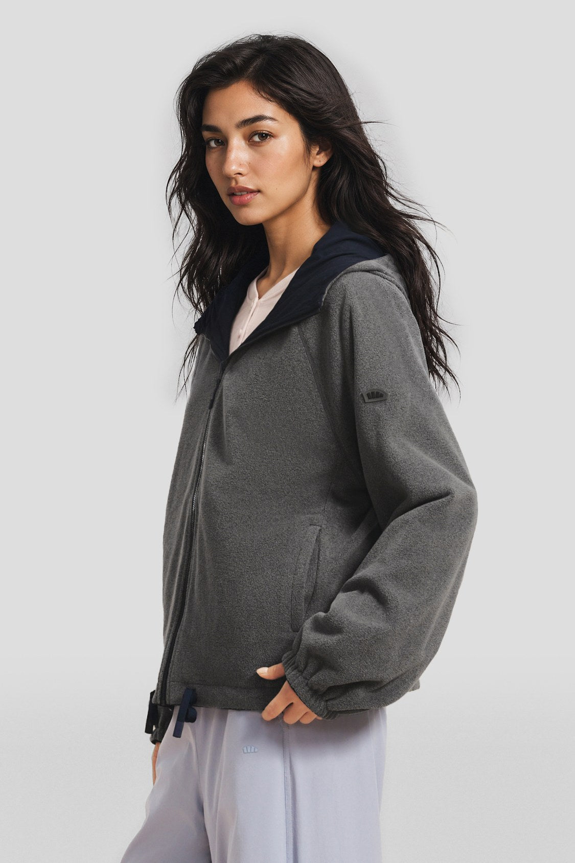 Women's Reversible Micro Fleece Hooded Jacket (Mid Warmth) PM030