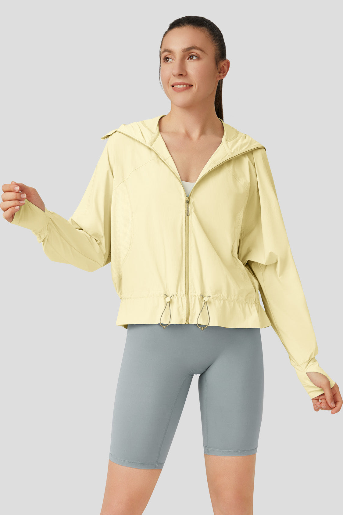 women's cooling athletics jacket beneunder yunzi upf50+ uv sun protection hoodie #color_pudding yellow